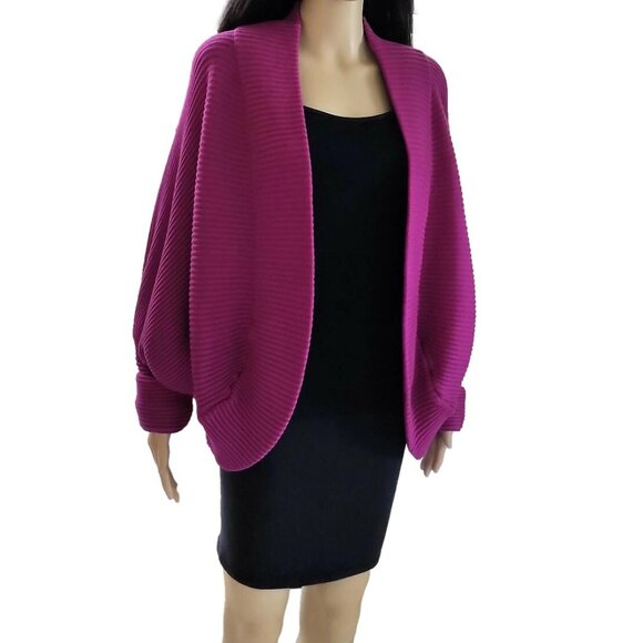 Givenchy Fuchsia Pink Ribbed Cardigan Sweater 4 & 6 - Picture 3 of 12